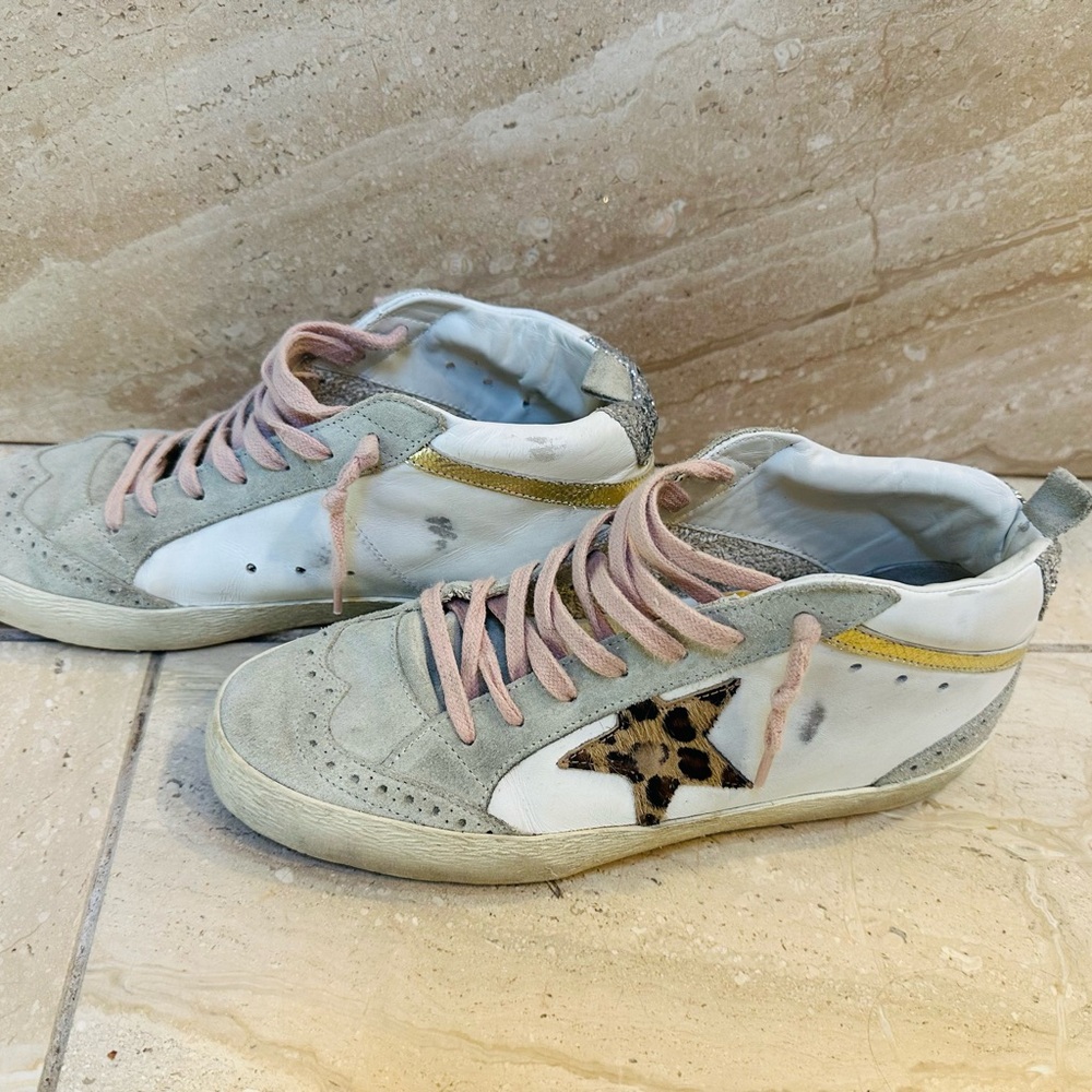 Golden Goose High-Top Sneakers - Gray and Pink with Leopard Detail - Picture 12 of 12